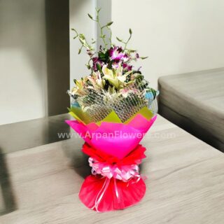 Lilies & Orchid Hand Bouquet