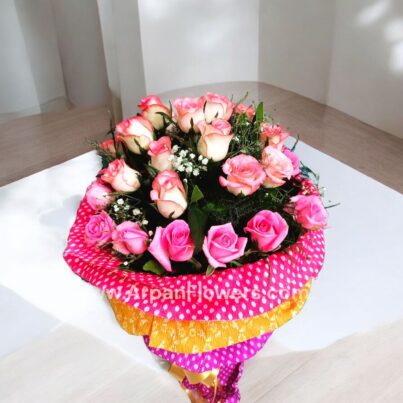 Pink Rose Hand Bouquet - Image 3