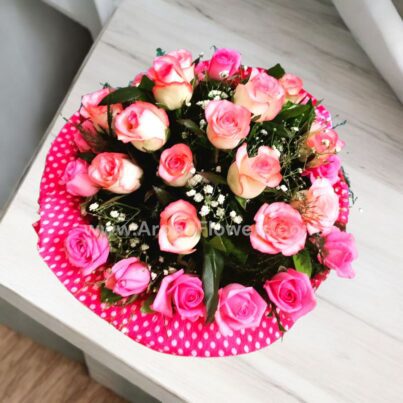 Pink Rose Hand Bouquet - Image 2