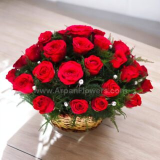 Red Rose Basket Bouquet