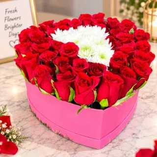 Heart Box Bouquet with Rose