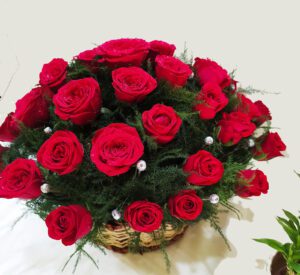 Red Rose Basket Bouquet - Image 2