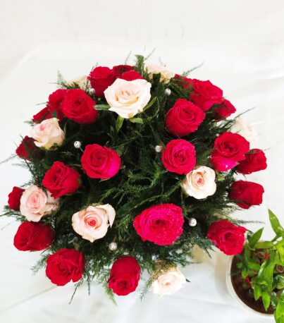 Mix Rose Basket Bouquet - Image 2