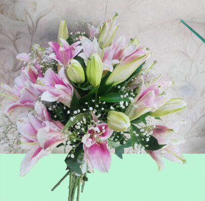 Lily Flower  Basket Bouquet - Image 2