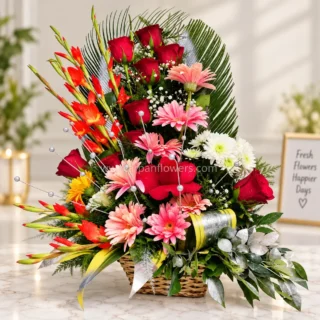 Mix Flower Basket Bouquet (