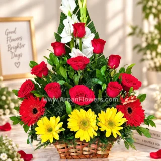 Mix Flowers Basket Bouquet
