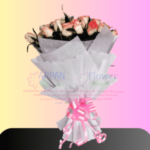 Pink & White Rose Bouquet With White Paper online flower delivery