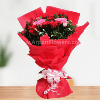 Pink & Red Rose Bouquet For your love