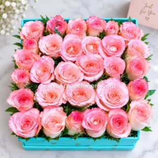 Pink Roses in a Velvet Box