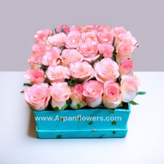 Pink Roses in a Velvet Box