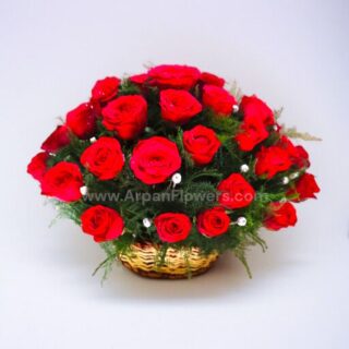 Red Rose Basket Bouquet