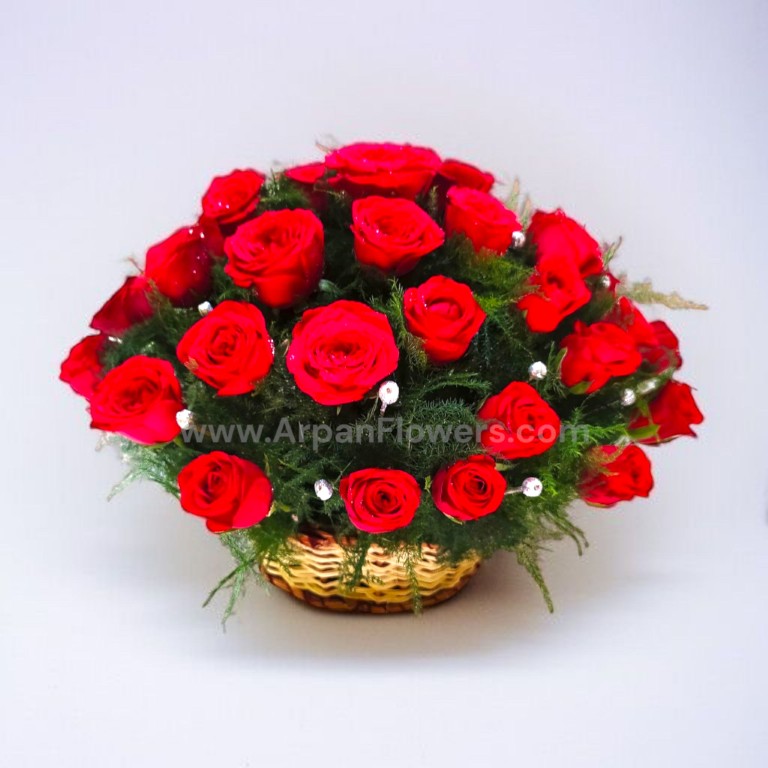 Red Rose Basket Bouquet 1 Red Rose Basket Bouquet
