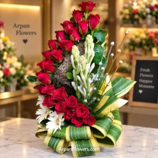 Red Rose With Tuberose Bouquet