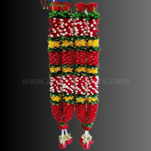 Red rose petal varmala with mix yellow petals