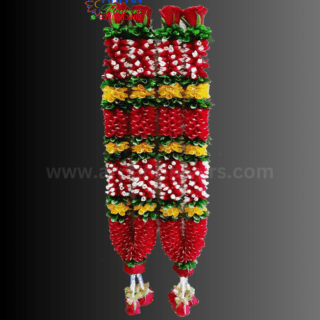 Red rose petal varmala with mix yellow petals