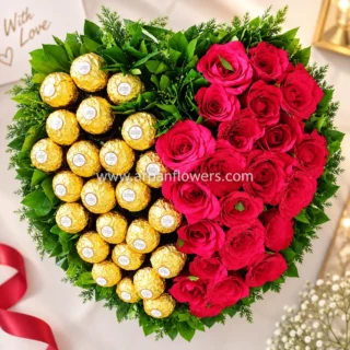 Rose Bouquet with Ferrero Rocher Chocolate