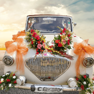 Car Decoration for Wedding With Mix Flowers