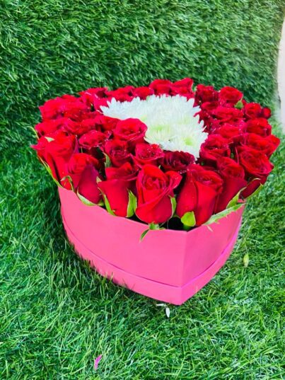 Heart Box Bouquet with Rose - Image 3