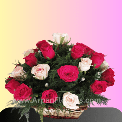 Mix Rose Basket Bouquet online flower delivery