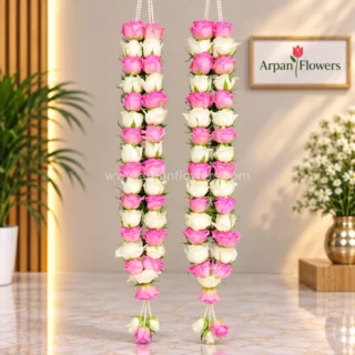 Pink & White Rose Varmala