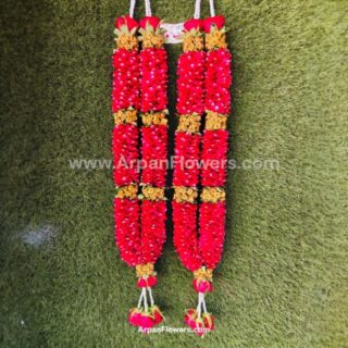 Red Petals Varmala with Some Gypsum