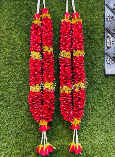 Red Petals Varmala with Some Gypsum - Image 2