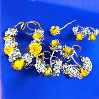 Yellow Rose  with Baby's Breath Flowers Jewellery