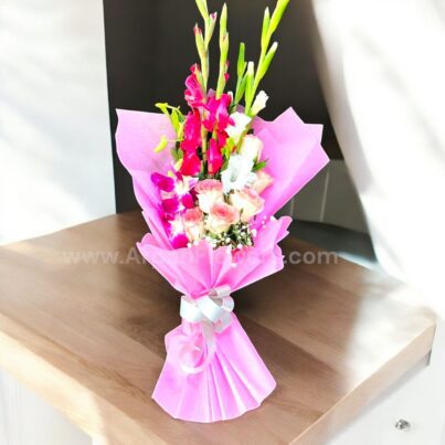 Orchid And Rose Mix Flower Bouquet