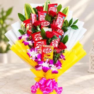Chocolate Bouquet With Orchid And Rose