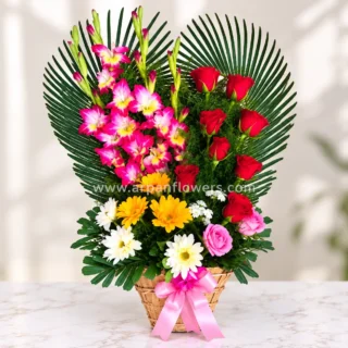 Heart Bouquet With Red Rose