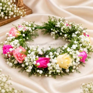 Mix Color Rose And Gypsum Tiyara