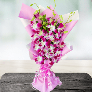 Orchid Flower Bouquet with Pink Paper