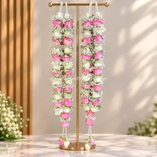 Pink & White Rose With Baby’s-breath Varmala