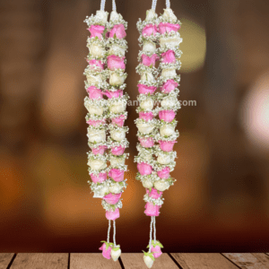 Pink-White-Rose-With-Babys-breath-Varmala