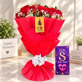 Red Rose Bouquet With Chocolate