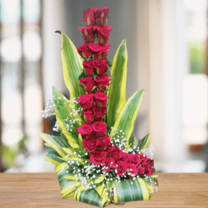 Red Rose Bouquet With Gypsum