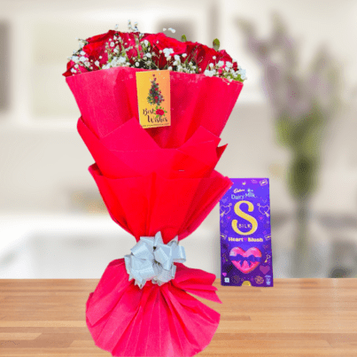 Red Rose Bouquet With Chocolate
