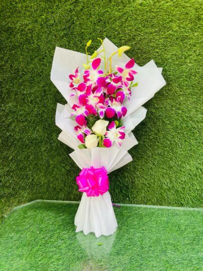 White Rose With Orchid Bouquet - Image 2