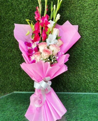 Orchid And Rose Mix Flower Bouquet - Image 2