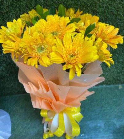 Yellow Gerbera Hand Bouquet - Image 2