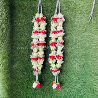 White And Red Rose Varmala with Gypsy
