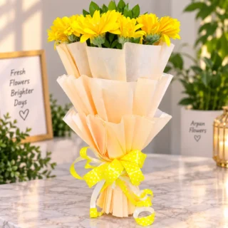 Yellow Gerbera Hand Bouquet