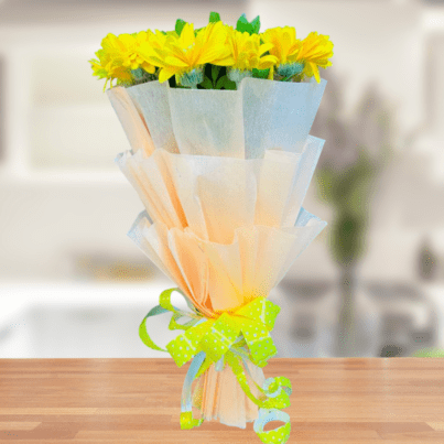 Yellow Gerbera Hand Bouquet online flower delivery in raipur
