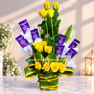 Yellow Rose Chocolate Bouquet