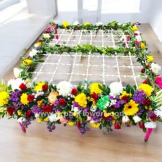 Flower Chadar With Yellow & Green Mix Flowers