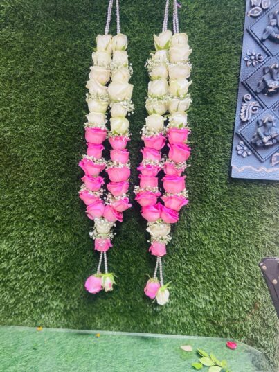 Red Rose & Pink Rose Varmala With Gypsum