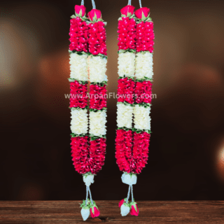 White & Red Rose Petals Varmala