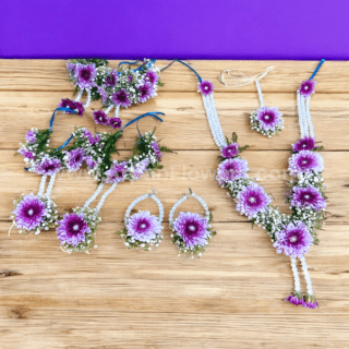 Flower Jewelry With  Purple Chrysanthemum and Gypsy