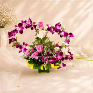 Heart Orchid in Glass Pot