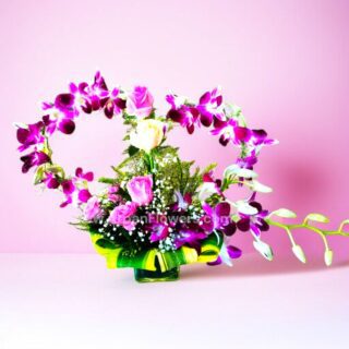 Heart Orchid in Glass Pot